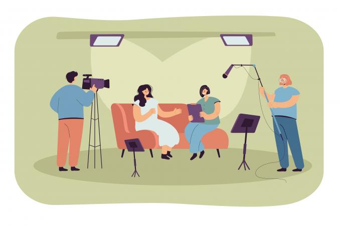 Mensen in een live opname studio