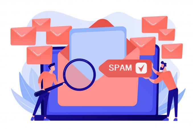 Twee mannen die ongewenste spam en reclameberichten krijgen